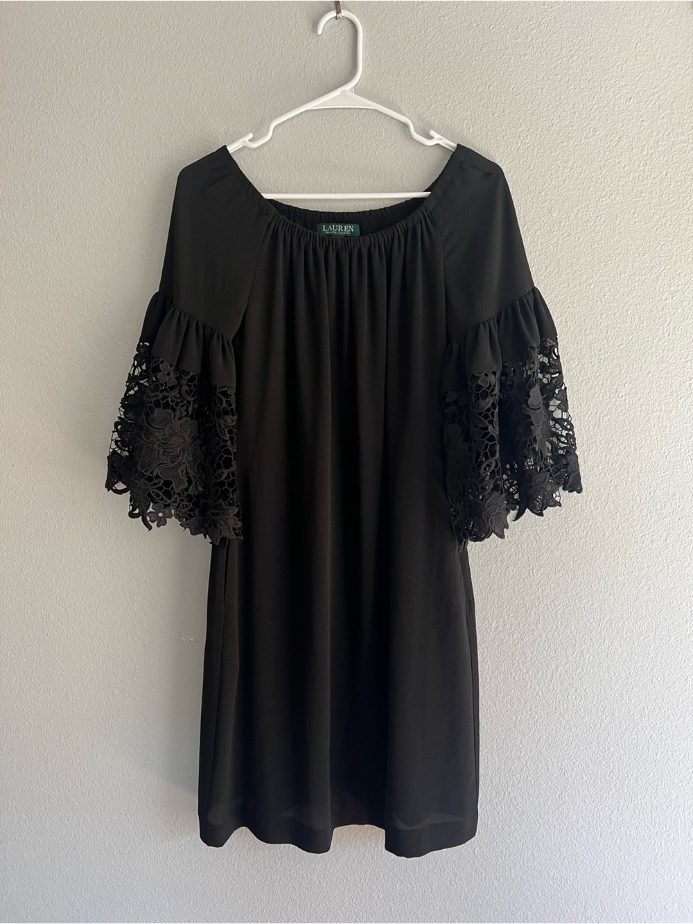 Lauren Ralph Lauren Black Eyelet Sleeve Dress, 2